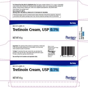 Tretinoin Cream USP 0.1%, Perrigo brand.