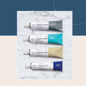 Tretinoin cream tube. Acne treatment.