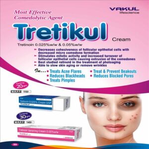 Tretikul Cream jar, skincare product.