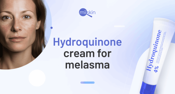 Melasma treatment hydroquinone cream tube.