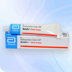 Topical hydroquinone cream, skin lightening treatment.