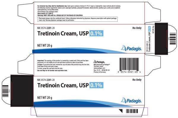 Tretinoin 0.1% gel tube.