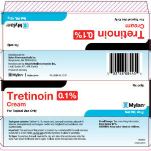 Tretinoin 0.1% Cream, Mylan brand.