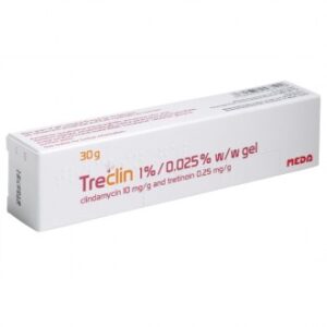 Treclin Gel BNF: Tube of topical gel medication.