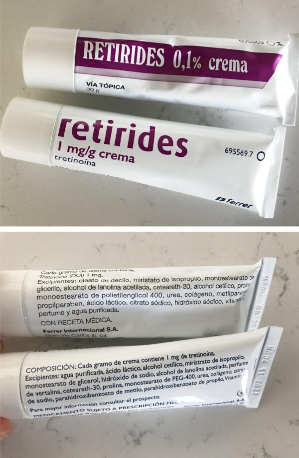 Retirides 0.1 Crema: Anti-wrinkle cream jar.