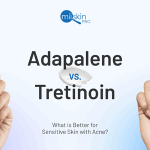 Tretinoin cream and adapalene gel tubes.