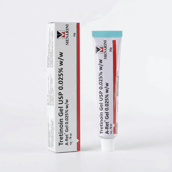 A-Ret Tretinoin 0.025% Gel Tretinoin Gel 0.025% (also known as A-Ret Gel or by the brand name Retin-A) is a topical medication containing Tretinoin, a well-researched derivative of Vitamin A (a retinoid). This 0.025% strength is a common starting dose, often prescribed for those new to retinoids or who have sensitive skin. The gel formulation is typically alcohol-based, making it lightweight, fast-absorbing, and less likely to clog pores. It is best suited for individuals with oily, combination, or acne-prone skin. Primary Uses & Benefits Acne Treatment: Helps treat acne (spots, pimples, blackheads, and whiteheads) by clearing pores and preventing new blemishes from forming. Oil Reduction: Helps to reduce the excessive production of oil (sebum) in the skin. Skin Texture & Anti-Aging: Helps to smooth rough facial skin and reduce the appearance of fine wrinkles. How to Use This Medicine This medicine is for external use only. Always follow your doctor's instructions. Apply at Night: Tretinoin should be applied once daily in the evening, as sunlight can degrade the ingredient and increase skin sensitivity. Preparation: Wash your face with a mild, gentle cleanser and gently pat your skin dry. Wait: Wait 20-30 minutes until your skin is completely dry. Applying Tretinoin to damp skin can significantly increase irritation. Use a Pea-Sized Amount: Squeeze a small amount (about the size of a pea) onto your fingertip. This is enough for your entire face. Using more will not provide faster results and will increase side effects. Application: Gently spread a thin layer over the affected areas (e.g., the entire face, not just as a spot treatment). Avoid Sensitive Areas: Be careful to avoid the delicate skin around your eyes, the corners of your mouth, and the creases of your nose. Hygiene: Wash your hands thoroughly after application. ⚠️ Important Precautions & Warnings CRITICAL: Pregnancy & Birth Defect Warning DO NOT USE this medicine if you are pregnant, trying to become pregnant, or breastfeeding. Tretinoin is a retinoid and is known to be teratogenic (can cause severe birth defects). If you are planning a pregnancy, consult your doctor. If you become pregnant while using this, stop immediately and contact your doctor. High Sun Sensitivity: Tretinoin makes your skin extremely sensitive to sunlight. You must use a broad-spectrum sunscreen (SPF 30 or higher) every single day, even if it is cloudy. Wear protective clothing (like a hat) and limit sun exposure. Drug Interactions (Tetracycline): Do not use this medication if you are taking tetracycline antibiotics (like Doxycycline or Minocycline) unless specifically directed by your doctor. This combination can increase the risk of serious side effects like pseudotumor cerebri (increased pressure in the brain). Cosmetic Procedures: DO NOT WAX your face. Tretinoin makes the skin fragile, and waxing can rip the skin off. Avoid laser treatments or chemical peels unless approved by your doctor. Do Not Apply On: Do not apply to broken, sunburned, or eczematous (inflamed) skin. The "Tretinoin Purge": Your acne may appear to get worse before it gets better. This is common in the first few weeks as the gel brings underlying blemishes to the surface. Do not stop treatment; this phase usually subsides. Common Side Effects Most side effects are temporary and disappear as your body adjusts. Consult your doctor if they are severe or persist. Erythema (skin redness) Skin irritation Dry skin and peeling Dry lips Stinging or burning sensation upon application Increased sensitivity to light How to Manage Dryness: One of the most common side effects is dryness. This can be managed by applying a gentle, non-comedogenic moisturizer or a simple lubricant like Vaseline. You can also apply lip balm to relieve dry, cracked lips. Frequently Asked Questions (FAQs) Q. Is A-Ret Gel 0.025% the same as Retin-A Gel 0.025%? Yes. "A-Ret" is a generic brand and "Retin-A" is another brand name. As long as both contain "Tretinoin USP 0.025%", they are the same active medication. Q. How long does a 20g tube of Tretinoin gel last? Since you should only be using a pea-sized amount once per day, a 20g tube can last for 2 to 3 months. Q. How long am I supposed to use Tretinoin Gel 0.025%? Your doctor will decide the duration. For acne, treatment usually lasts around 4-5 months, but it may be used for much longer for anti-aging.